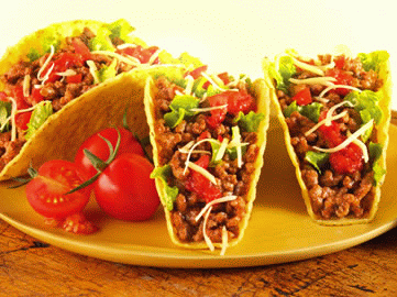 tacos con carne tritata